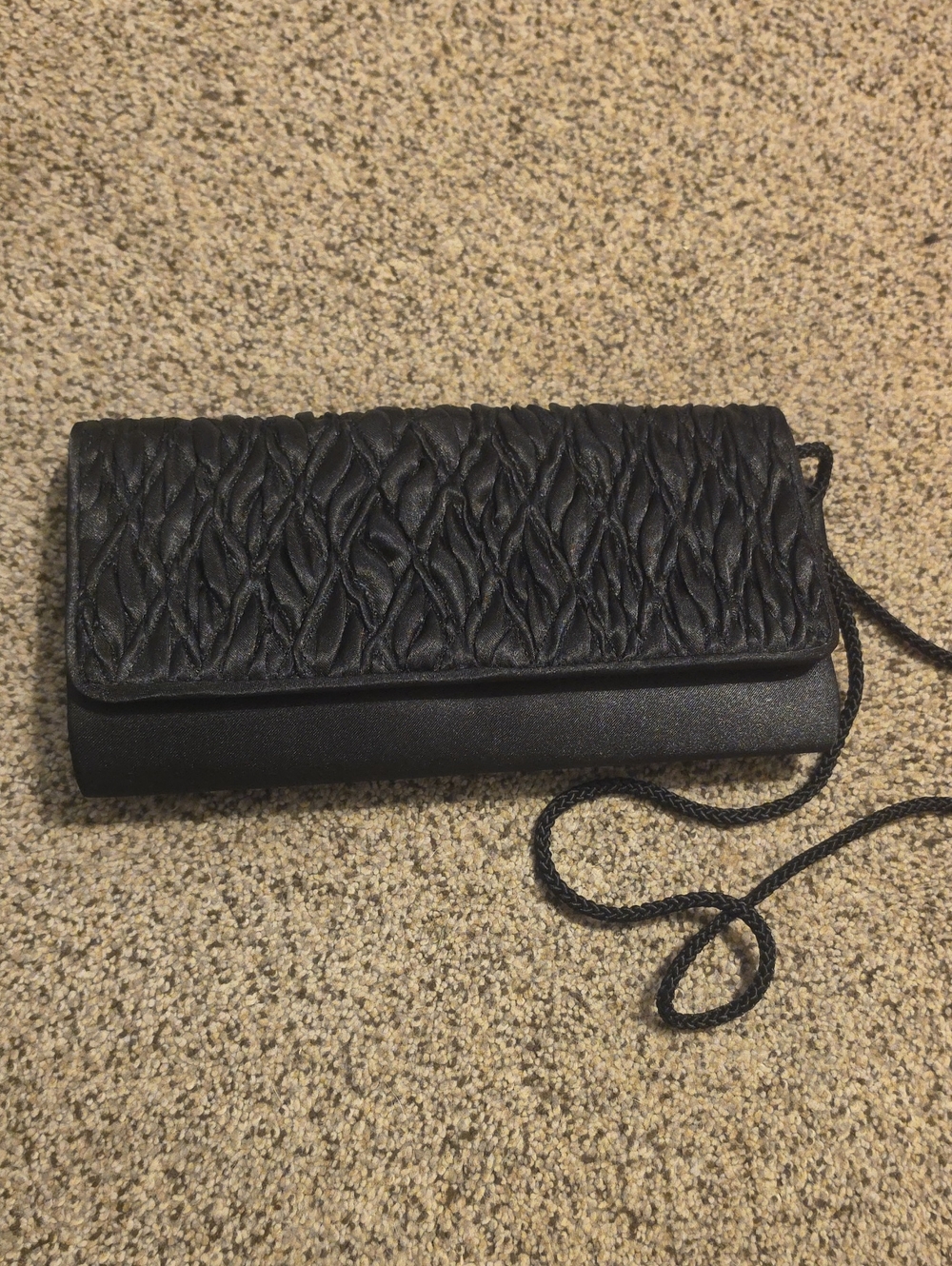 Black Quilted Evening Clutch with Strap
